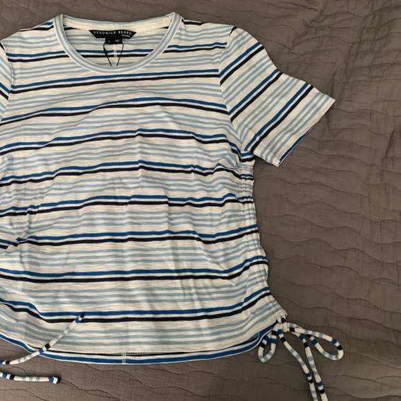 veronica beard cotton knit shirt with drawstring at side. M size. NWT - Picture 5 of 9